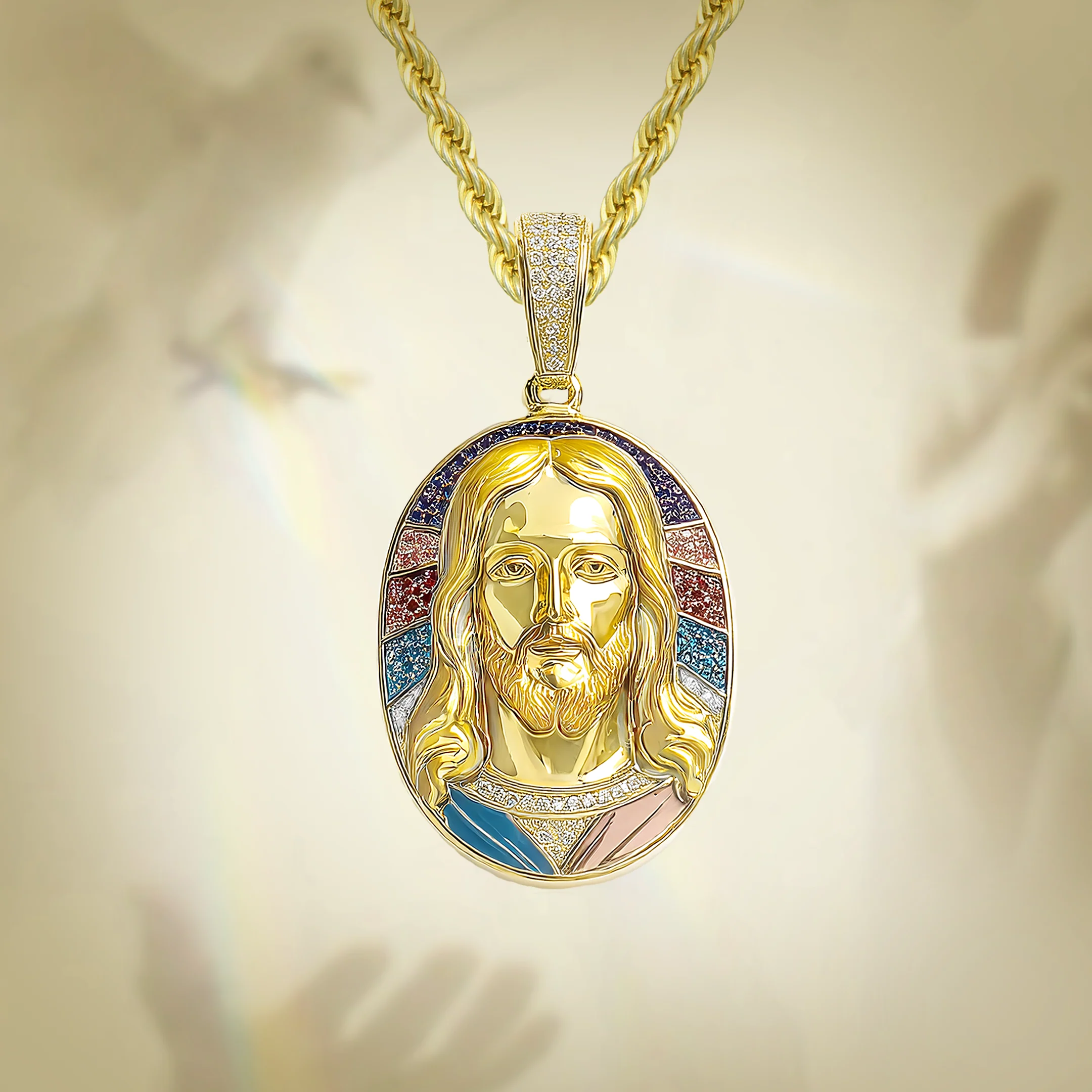 Radiant Icon Jesus Pendant - 38mm - Image 3