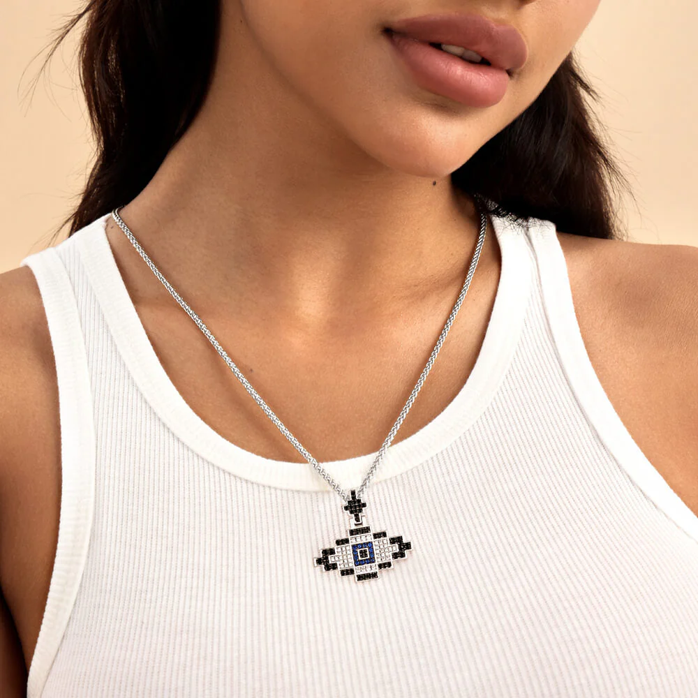Retro Pixel Evil Eye Pendant - Image 3