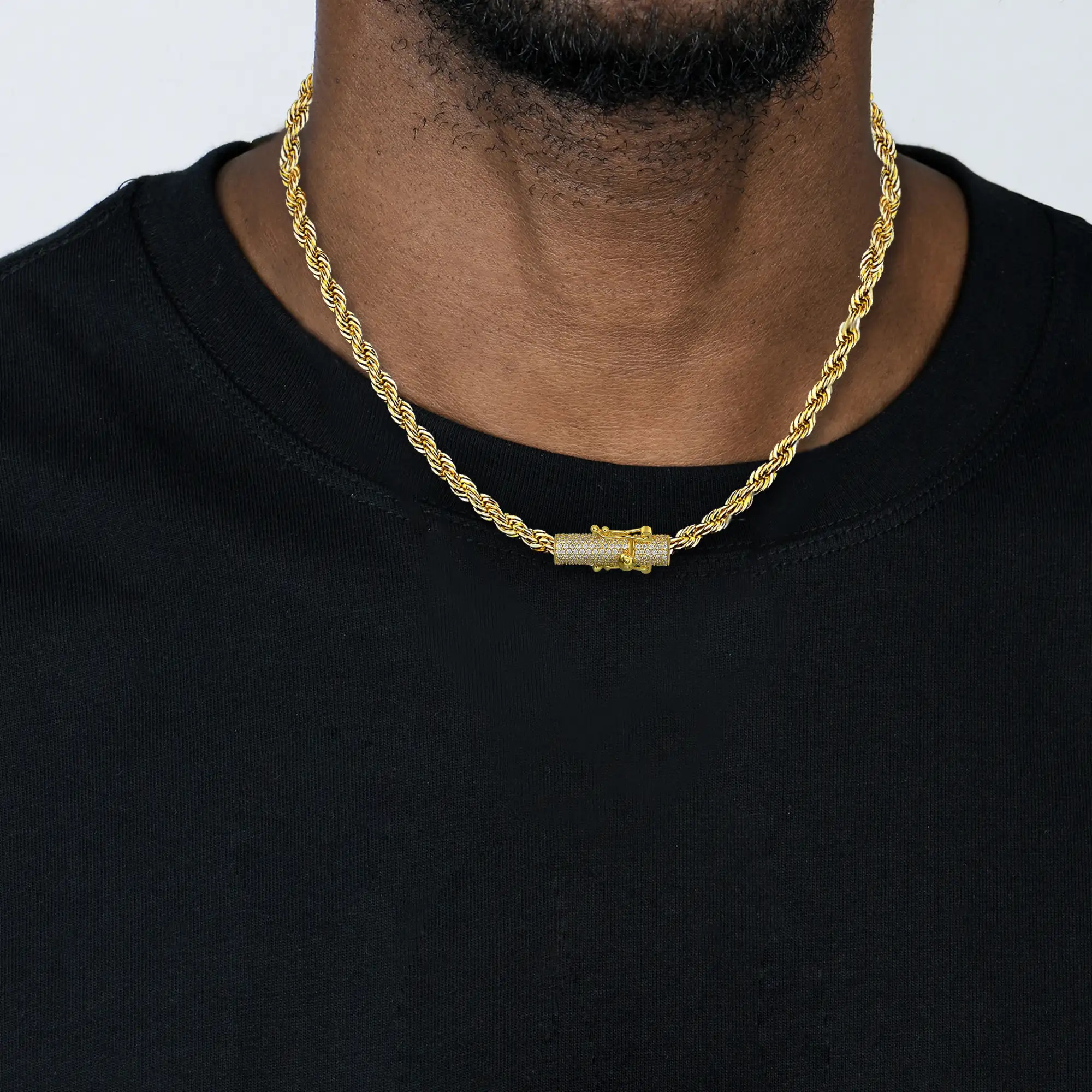 Rope Chain With Iced Clasp - 6mm - Image 2