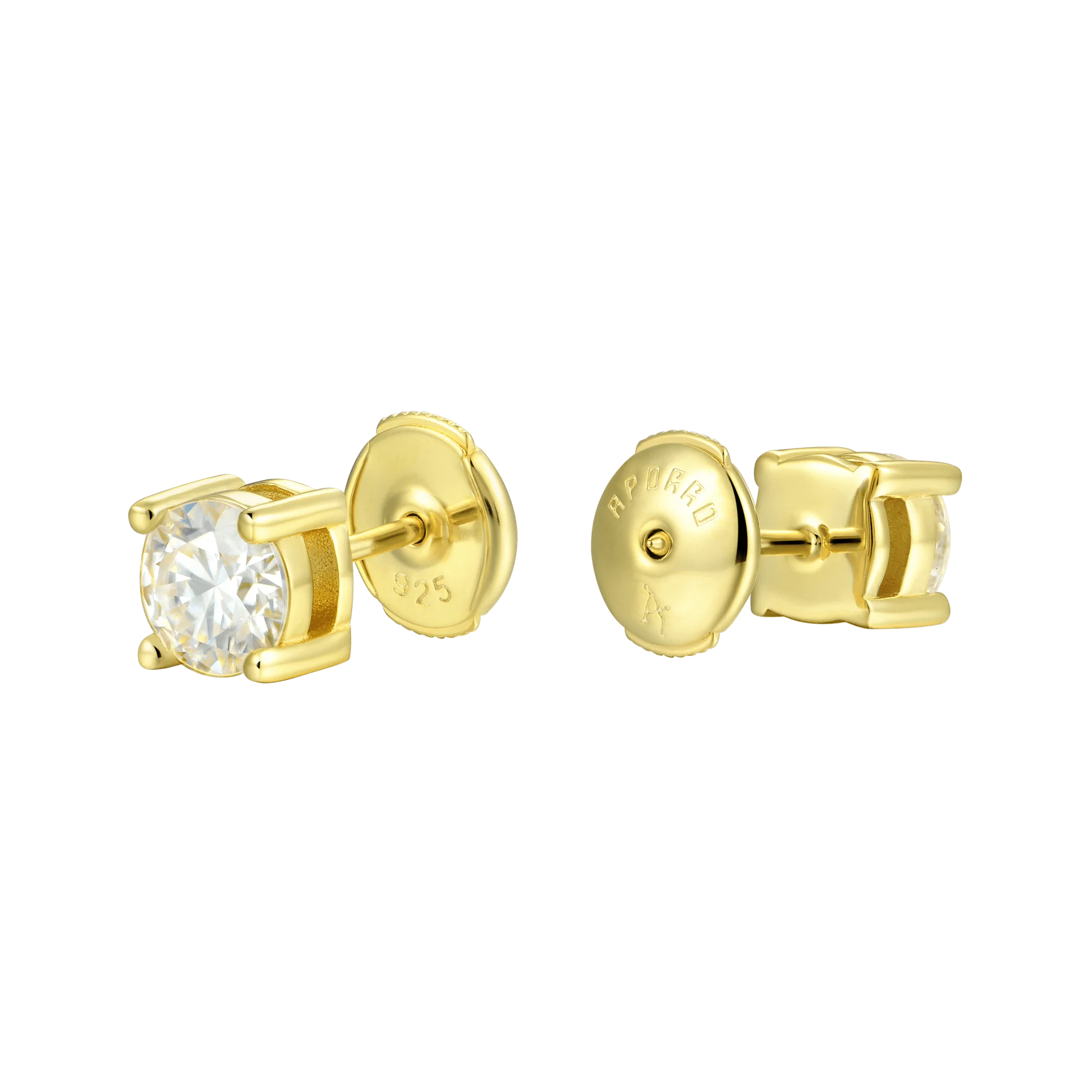 Single Moissanite Round Cut Stud Earring - Image 7