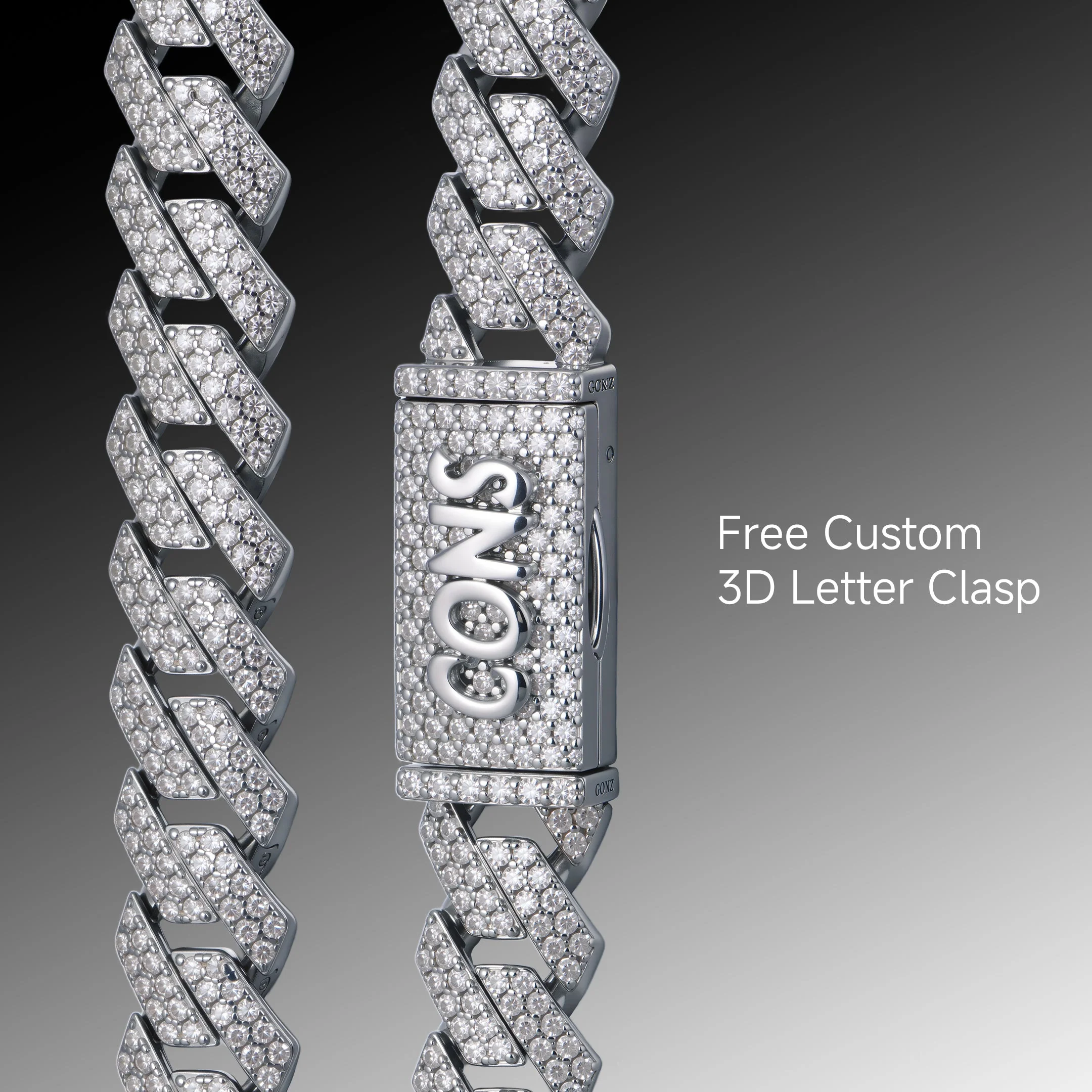 Round Cut Prong Cuban Link Chain - 15mm - Image 3