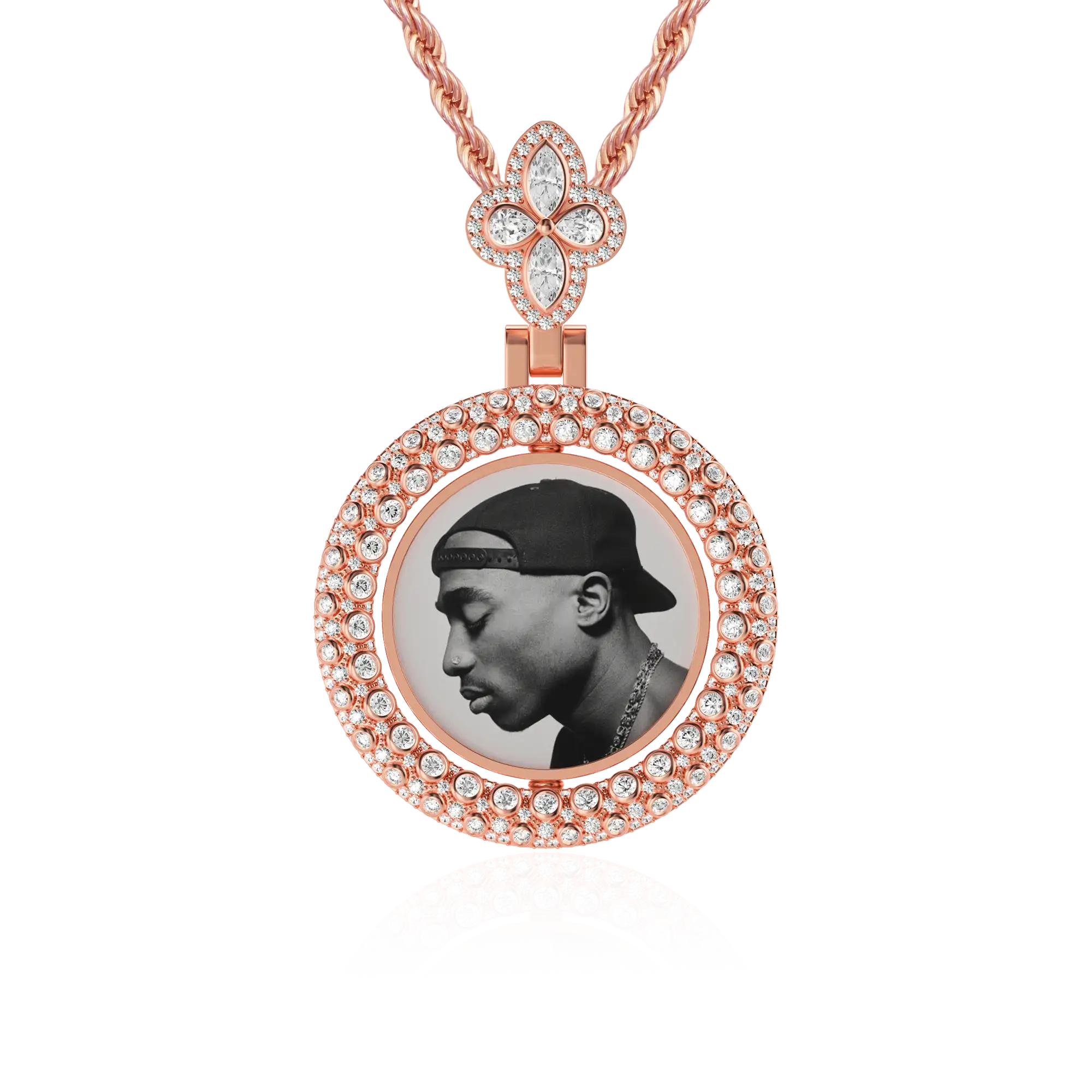 Custom Round Encrusted Photo Pendant - Image 4