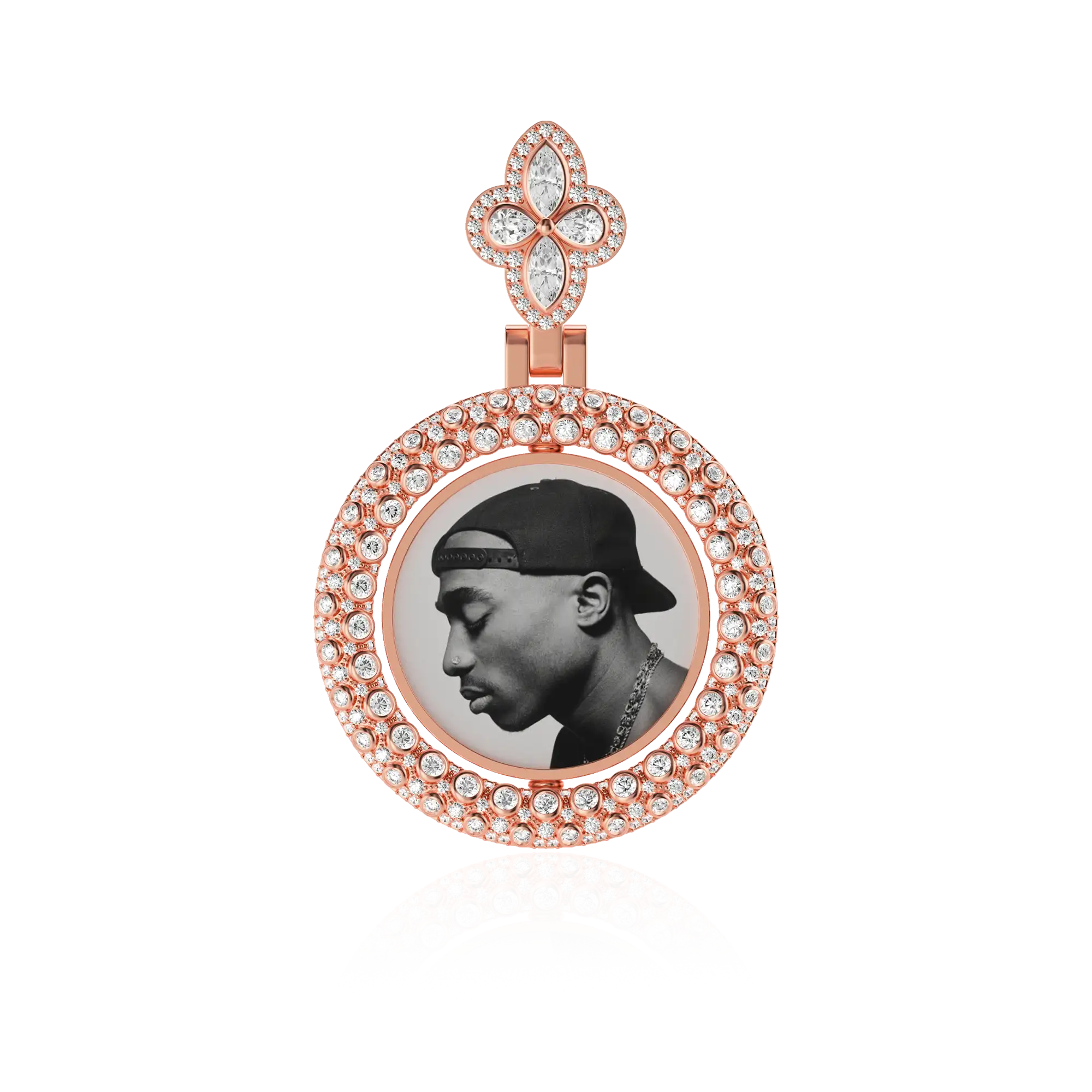 Custom Round Encrusted Photo Pendant - Image 5
