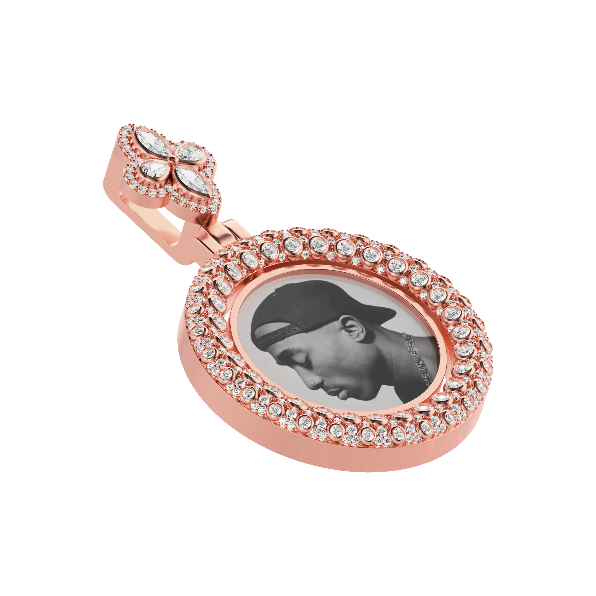 Custom Round Encrusted Photo Pendant - Image 6