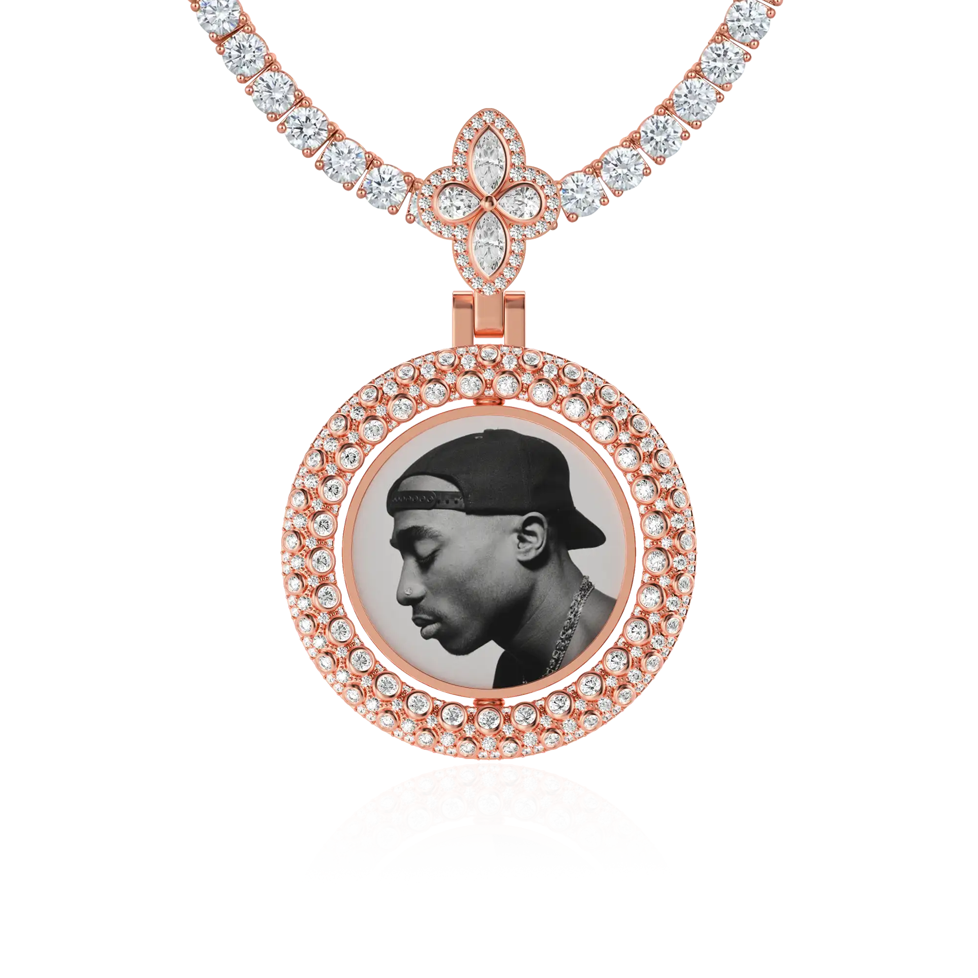 Custom Round Encrusted Photo Pendant - Image 8
