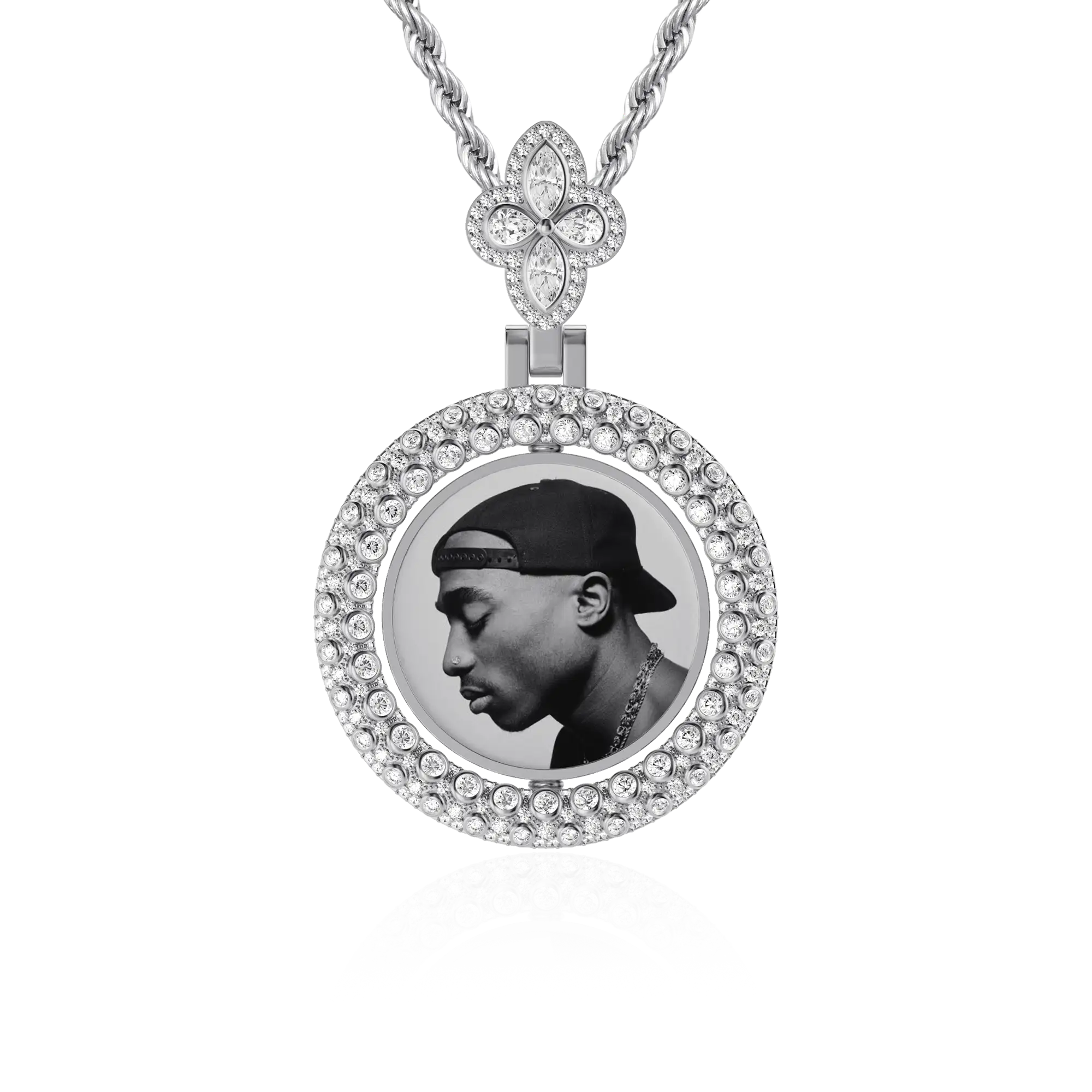 Custom Round Encrusted Photo Pendant - Image 9