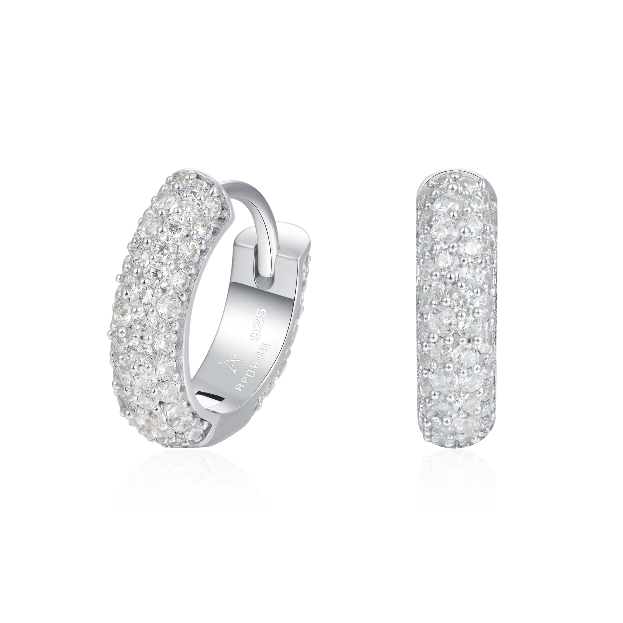 Moissanite S925 Round Paved Hoop Earrings - Image 2