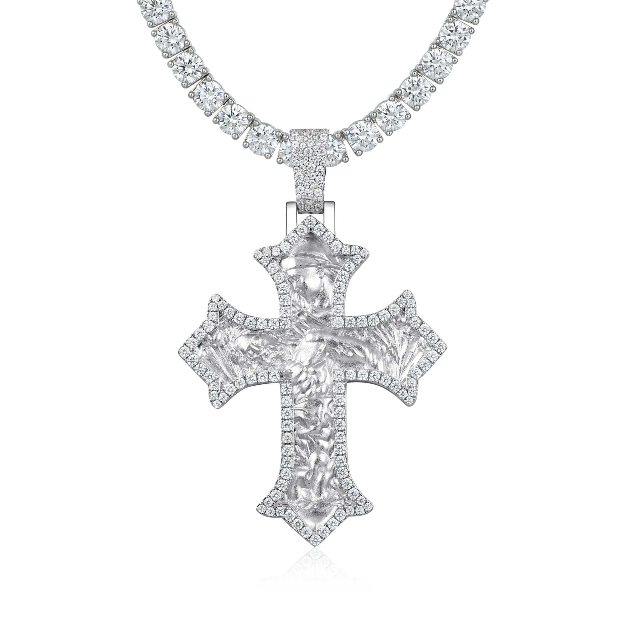 Large Gold Plated Sacred Devotion Cross Pendant - Image 5