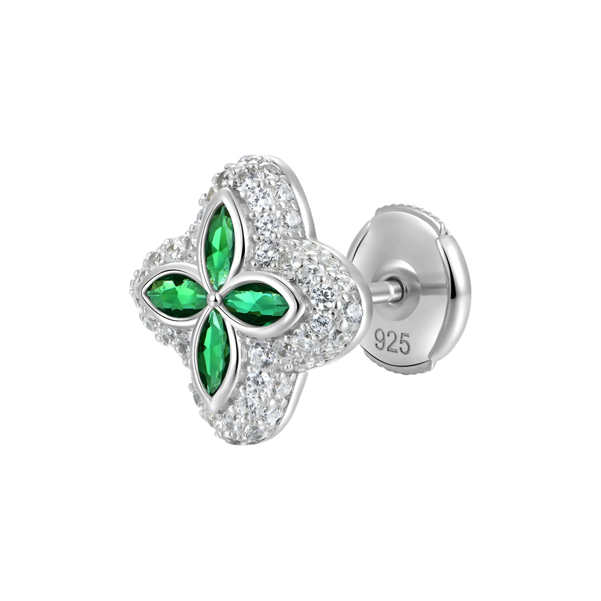 S925 Iced Luminous Clover Earrings - Image 6