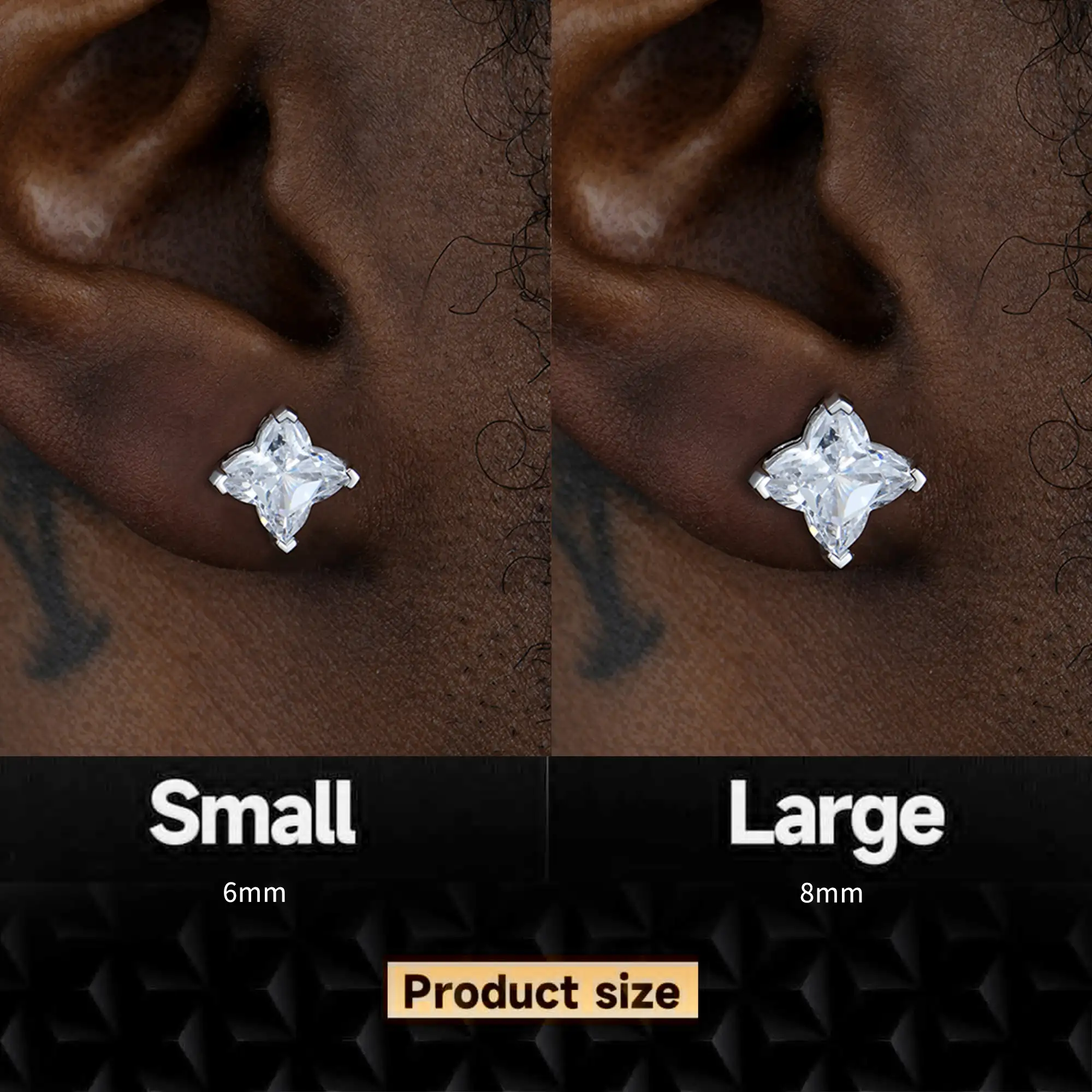 Single Solid Clover Cut Stud Earrings - Image 3