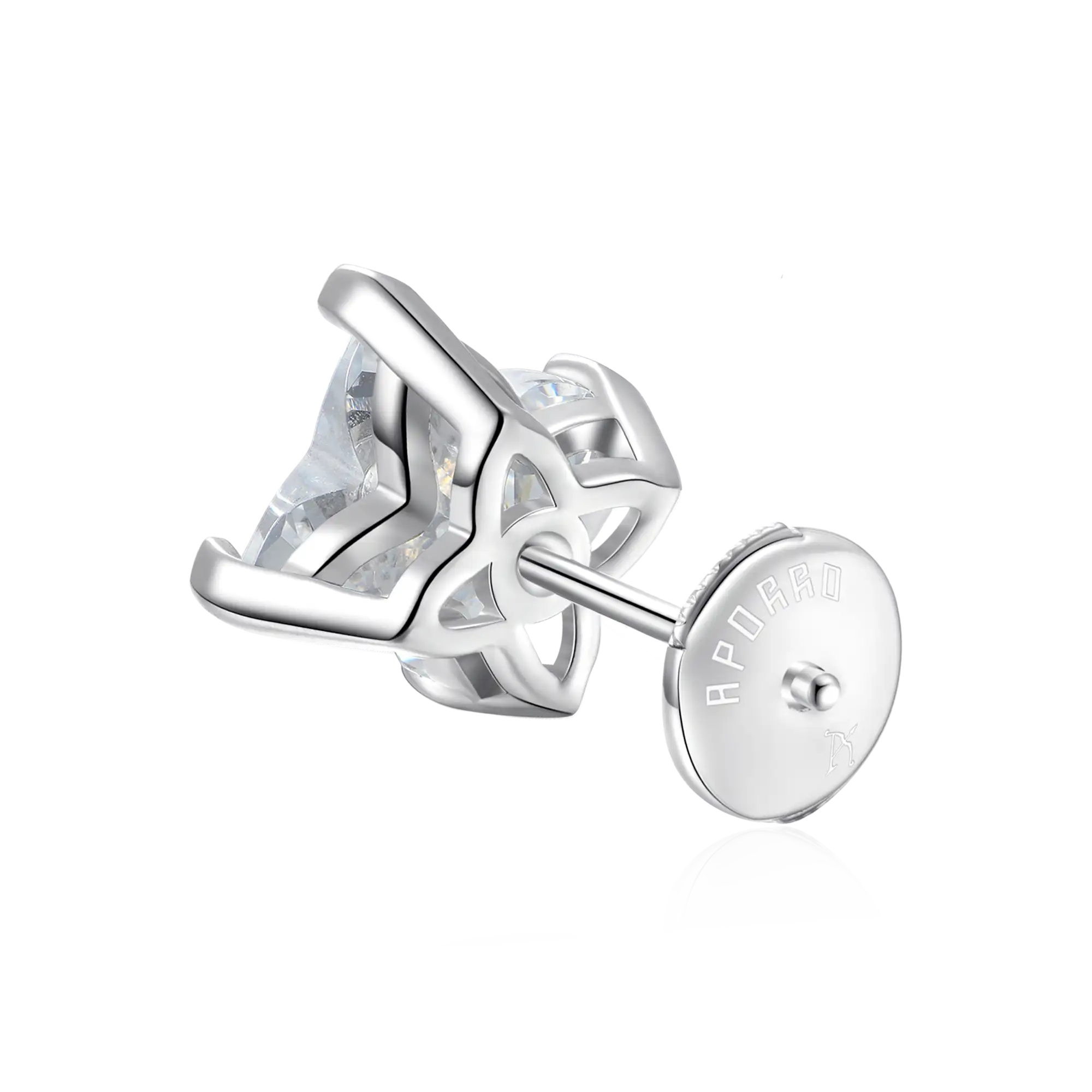Moissanite S925 Solid Clover Cut Stud Earrings - White - Image 8