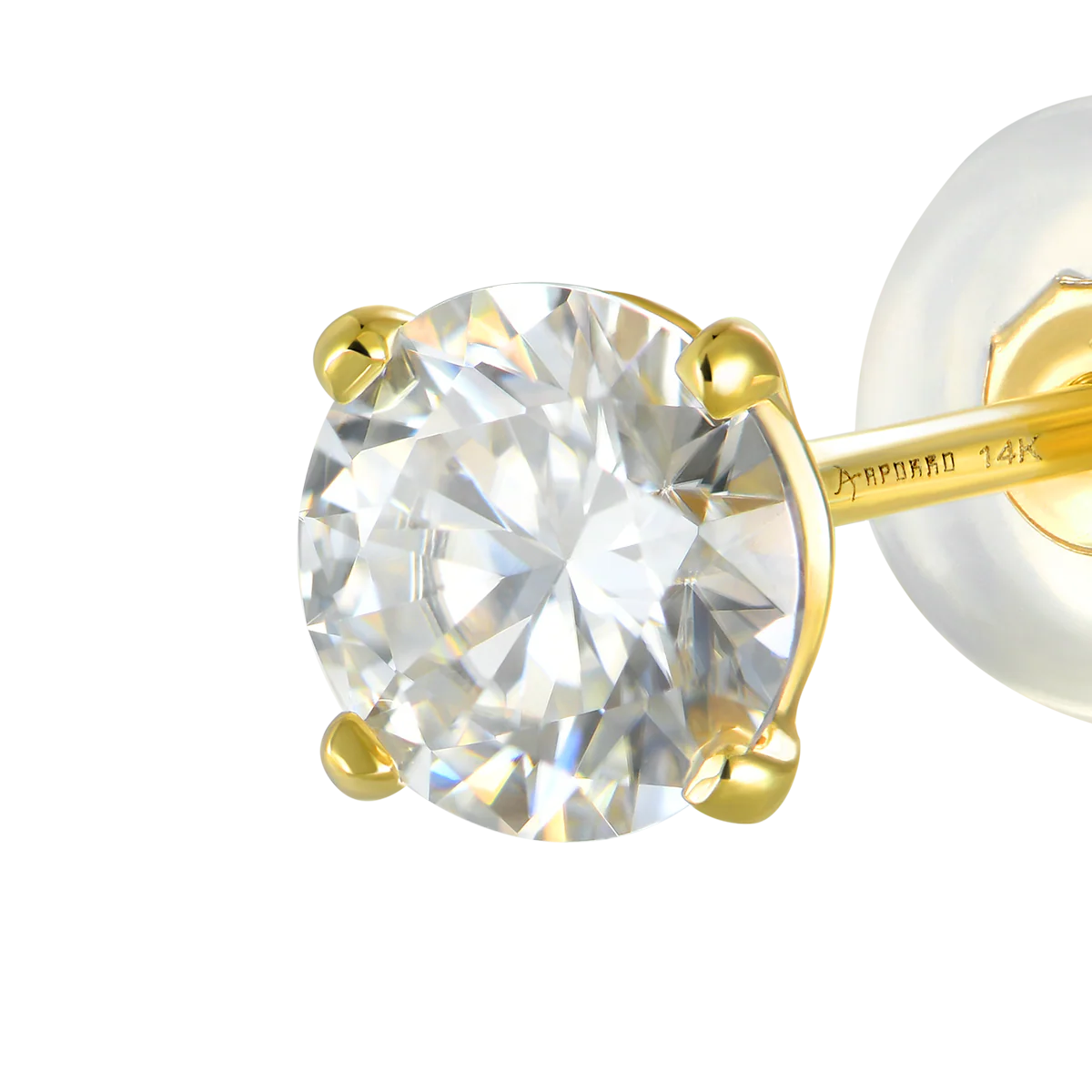 3mm Single Moissanite Solid Gold Round Diamond Stud Earring