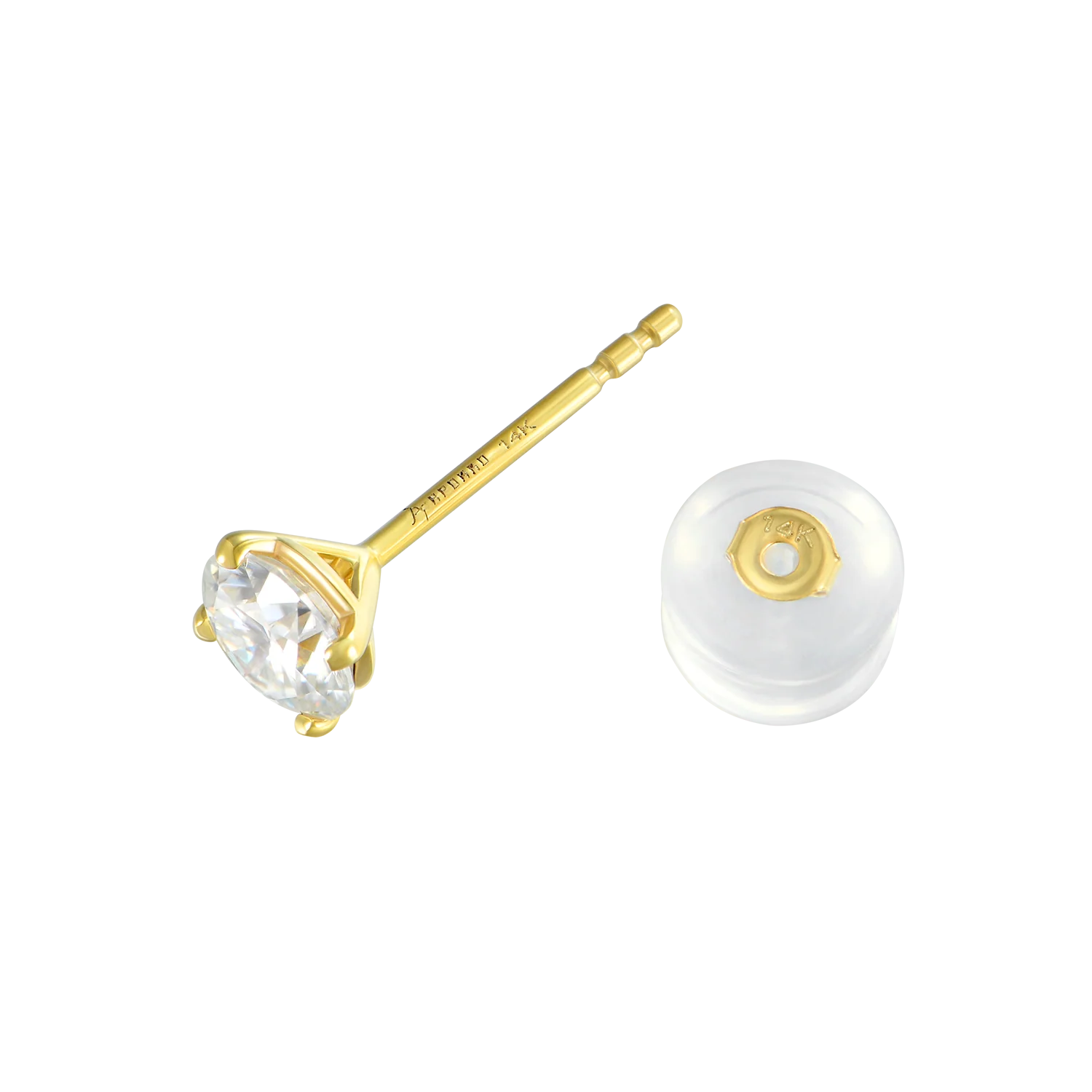3mm Single Moissanite Solid Gold Round Diamond Stud Earring - Image 6
