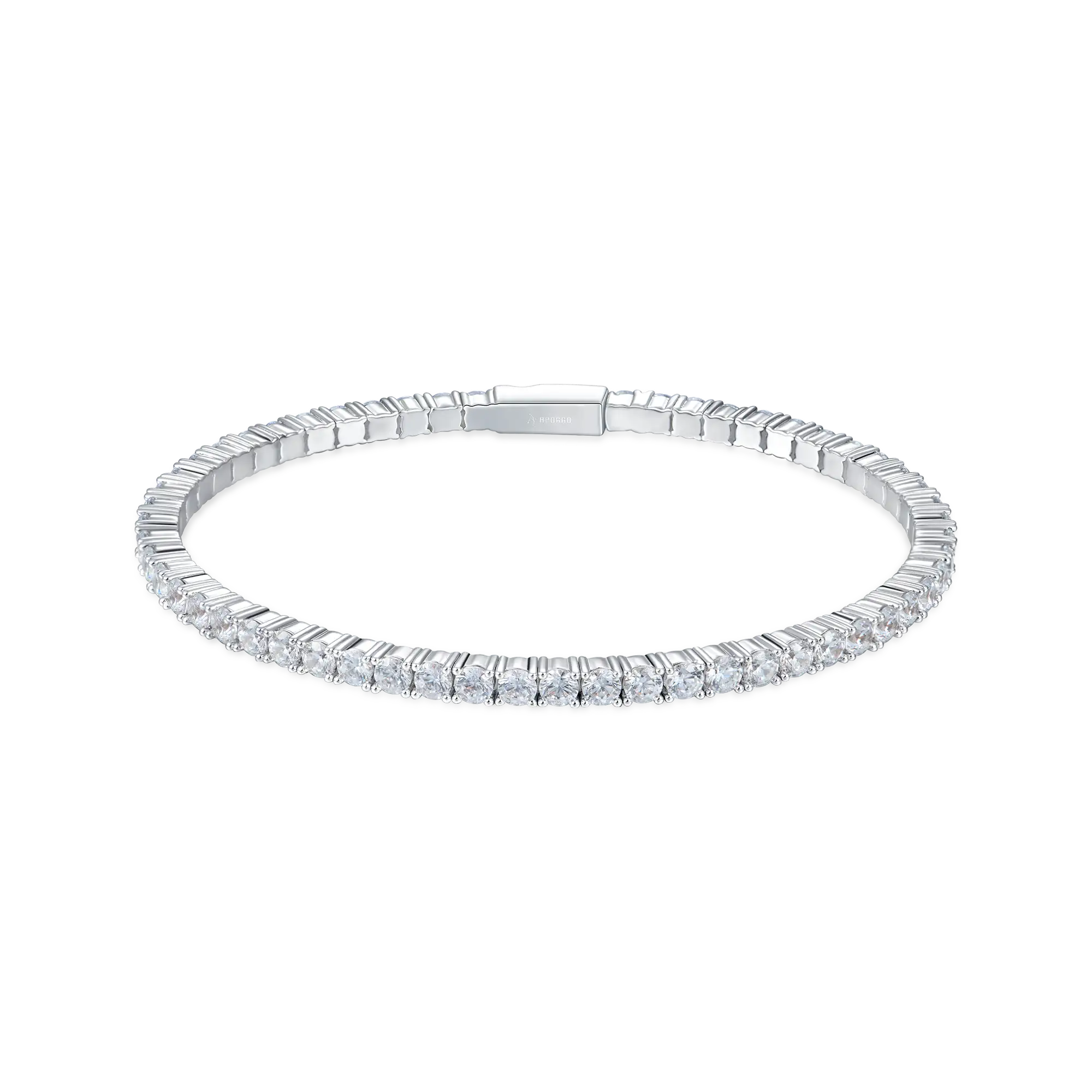 Spring Tennis Bracelet & Rope Bracelet Set - White Gold - Image 2