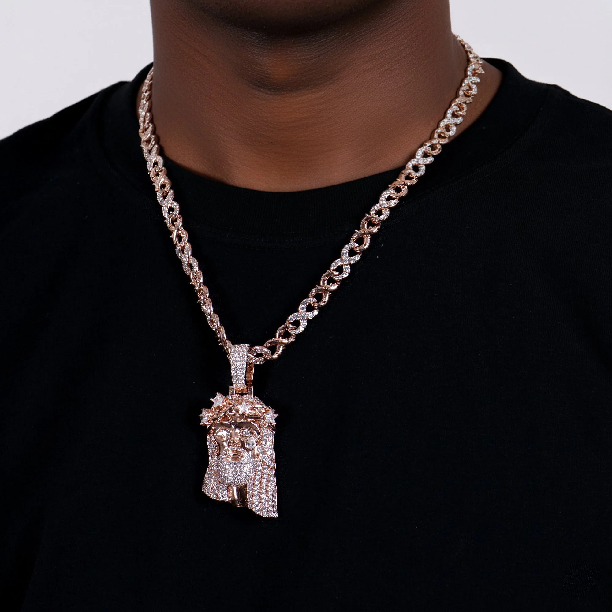 Rose Gold Stellar Jesus Pendant - Medium - Image 3