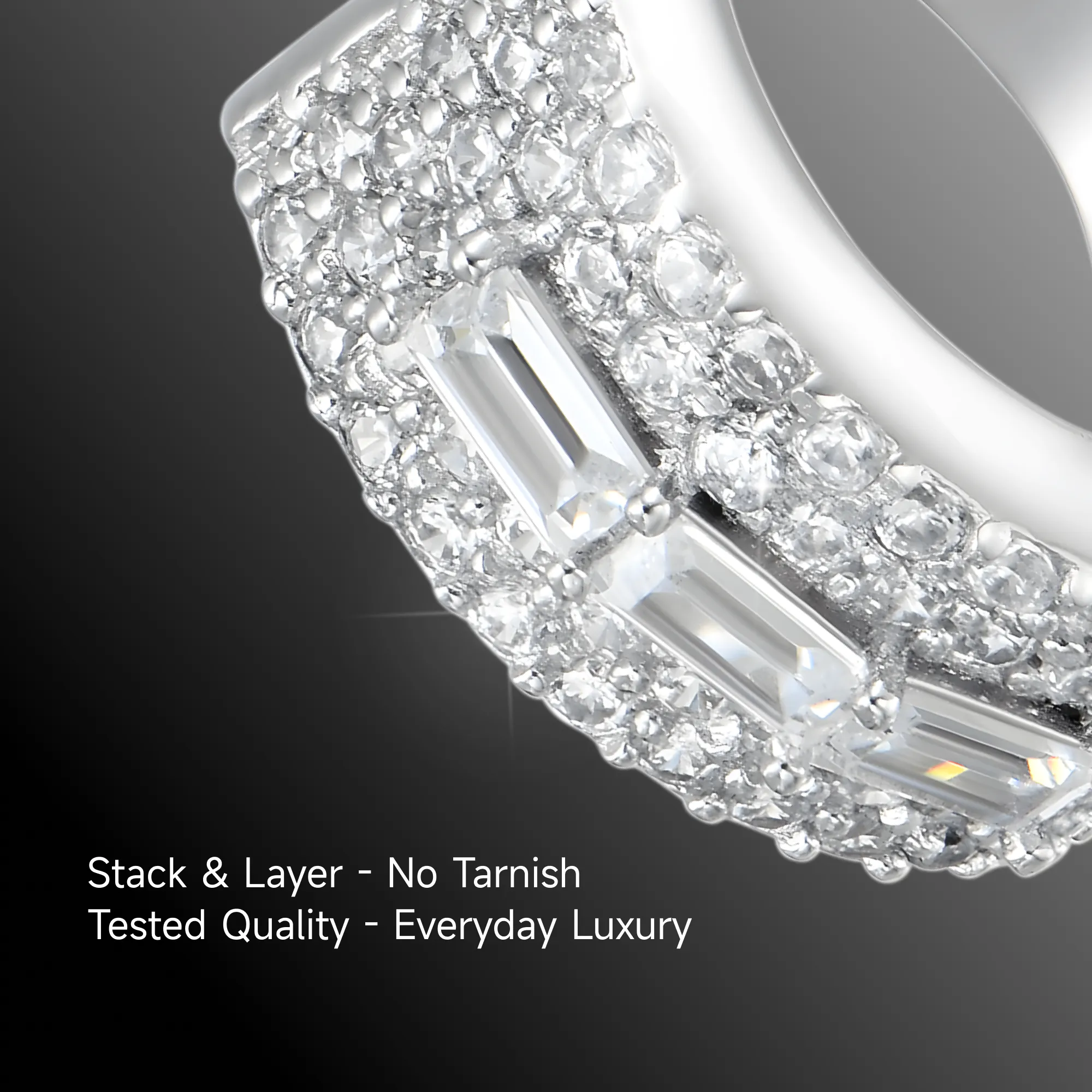 Single Tri-Baguette Hoop Earring - Image 4