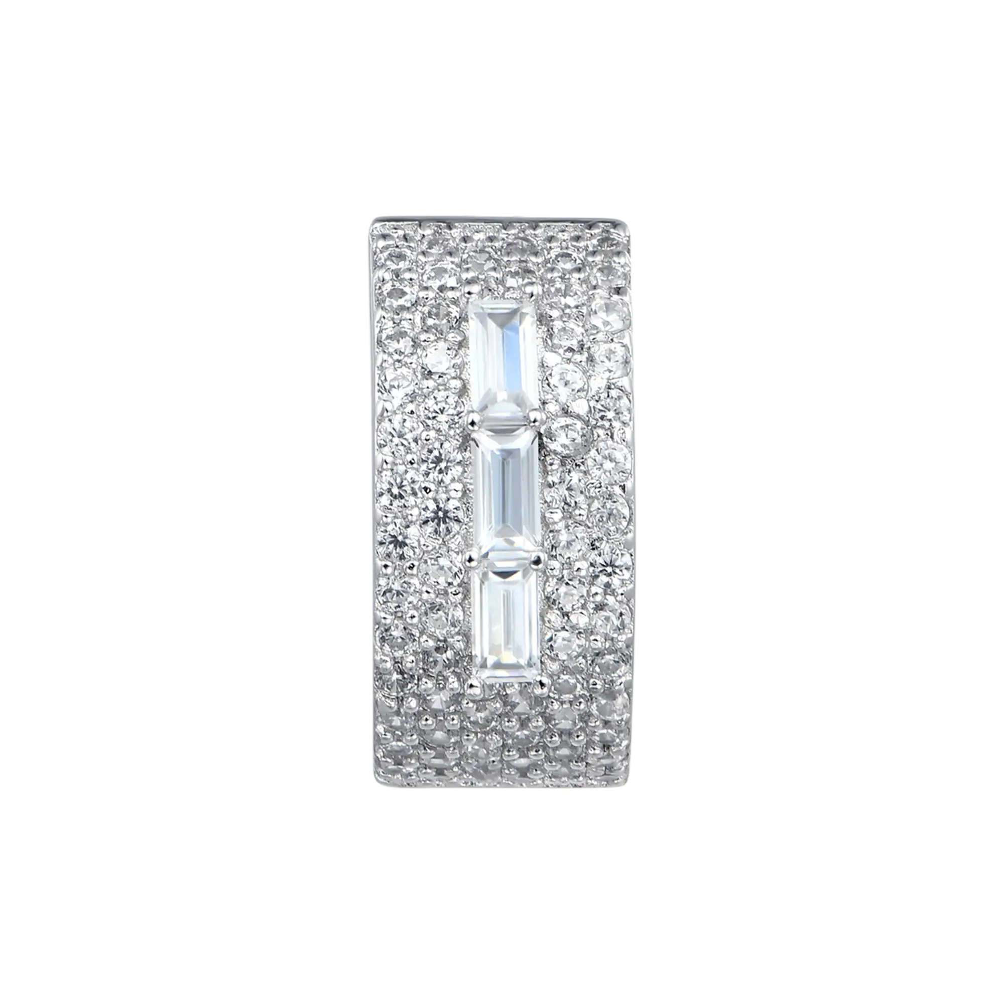 Single Tri-Baguette Hoop Earring - Image 7