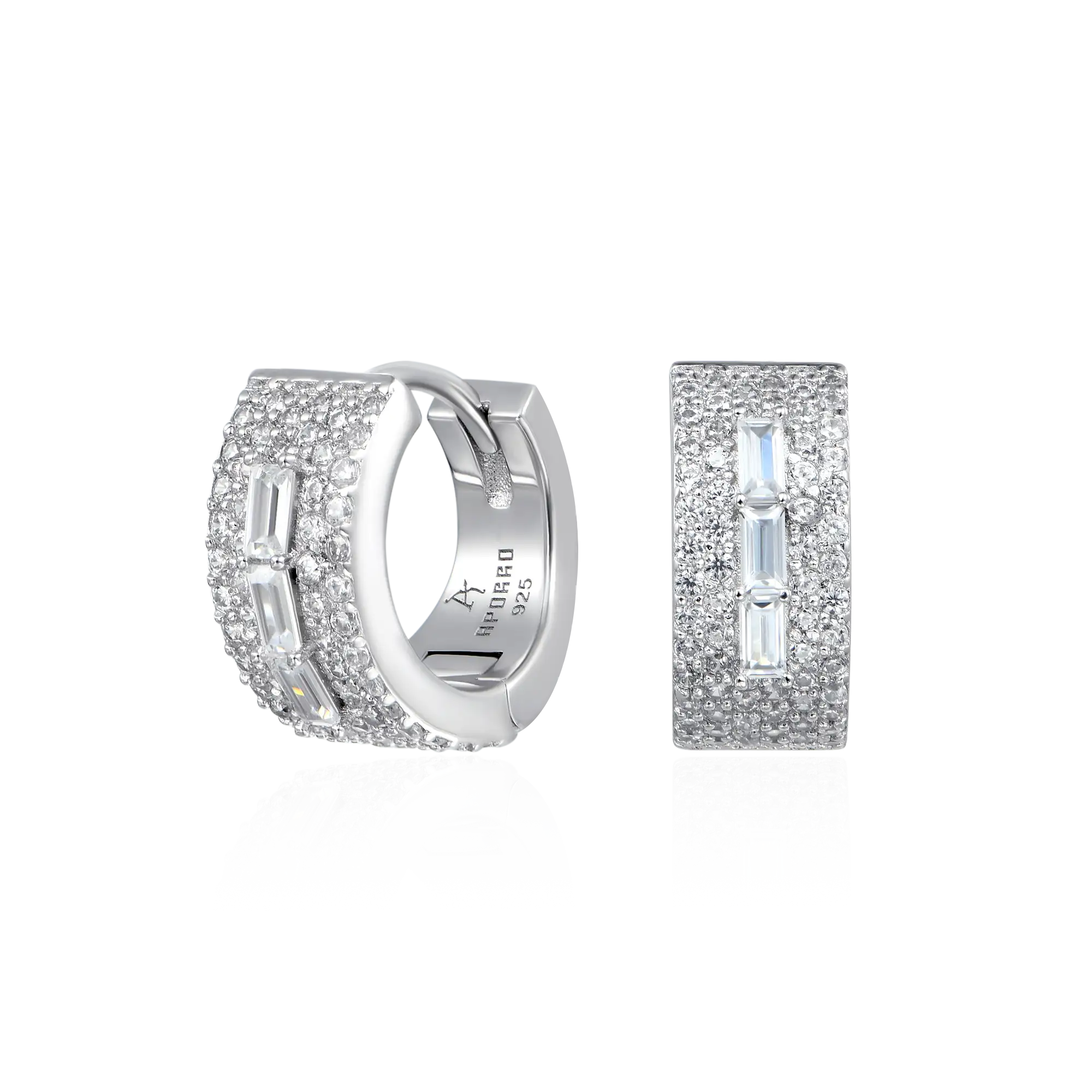 Single Tri-Baguette Hoop Earring - Image 9