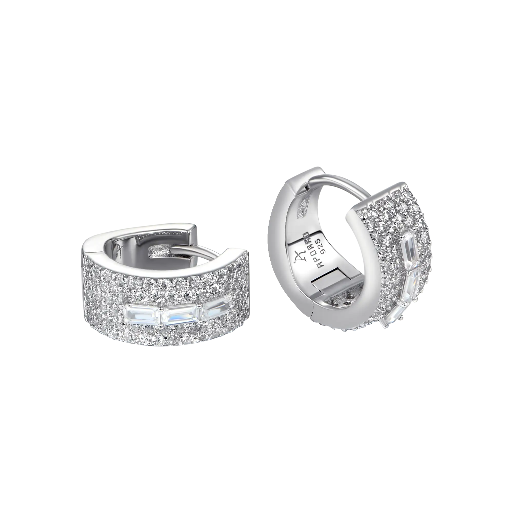 Single Tri-Baguette Hoop Earring - Image 8