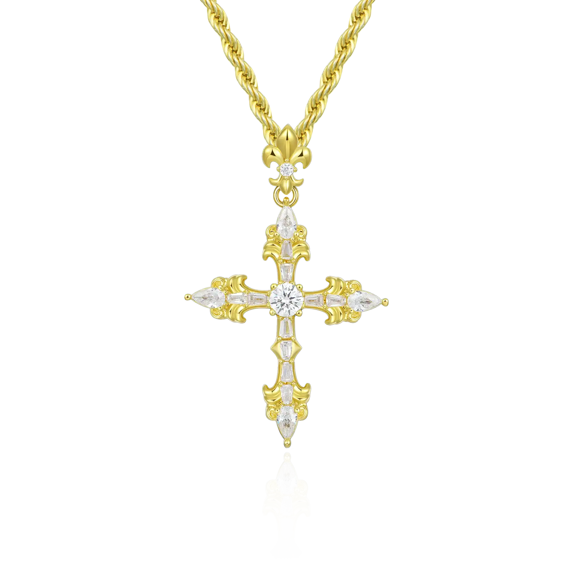 Vintage Cross & Custom Name Necklace Set - Image 11