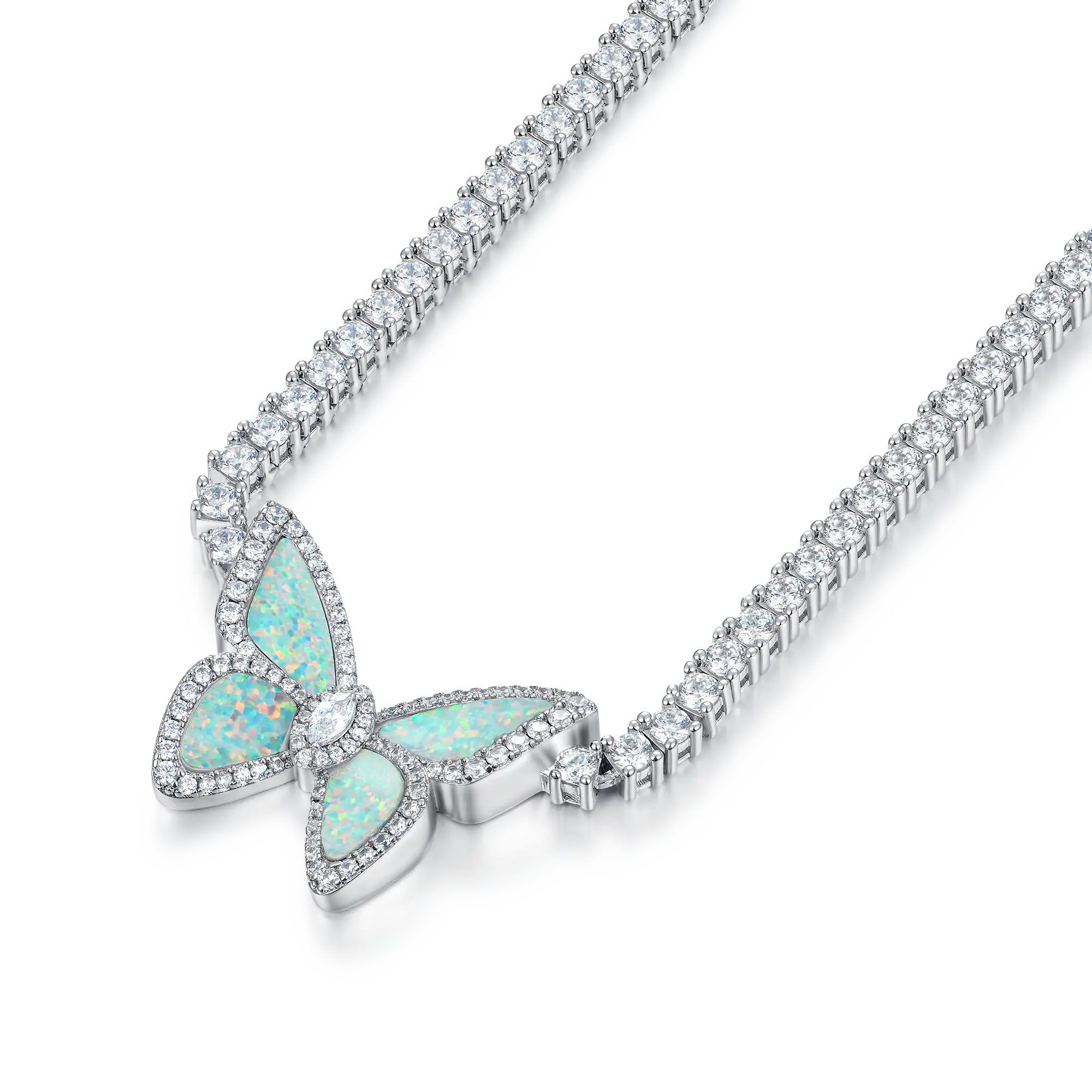Vivid Youth Opal Butterfly Tennis Necklace - 3mm - Image 3