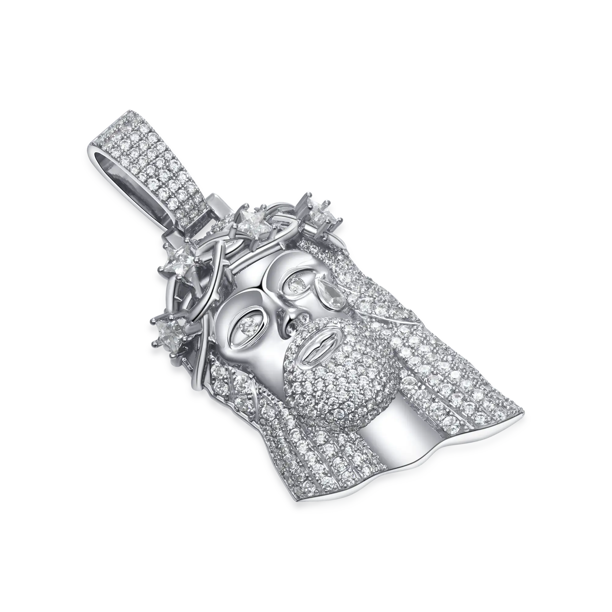 White Gold Stellar Jesus Pendant - Large - Image 4