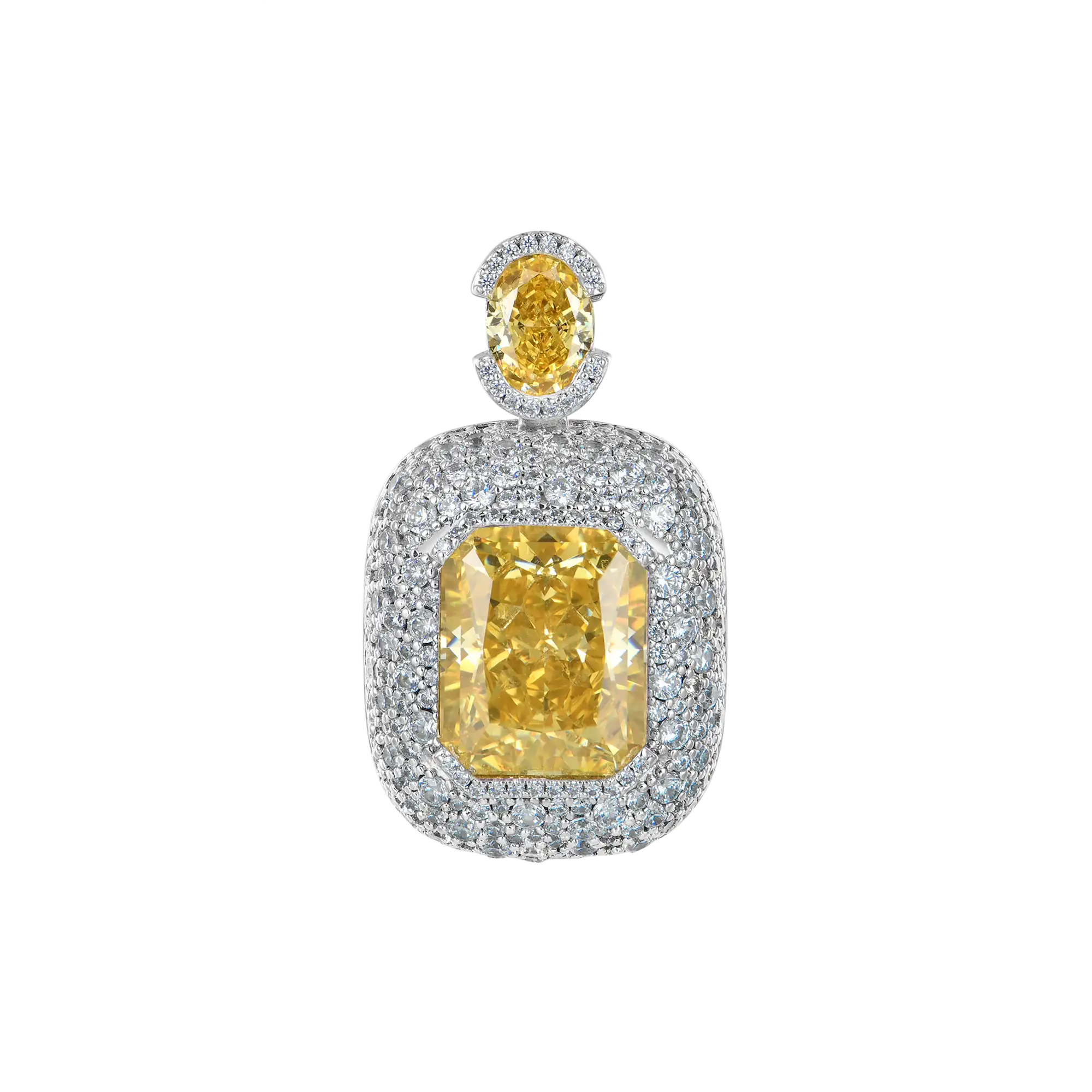 Crushed Ice Emerald Cut Pendant - Fancy Yellow