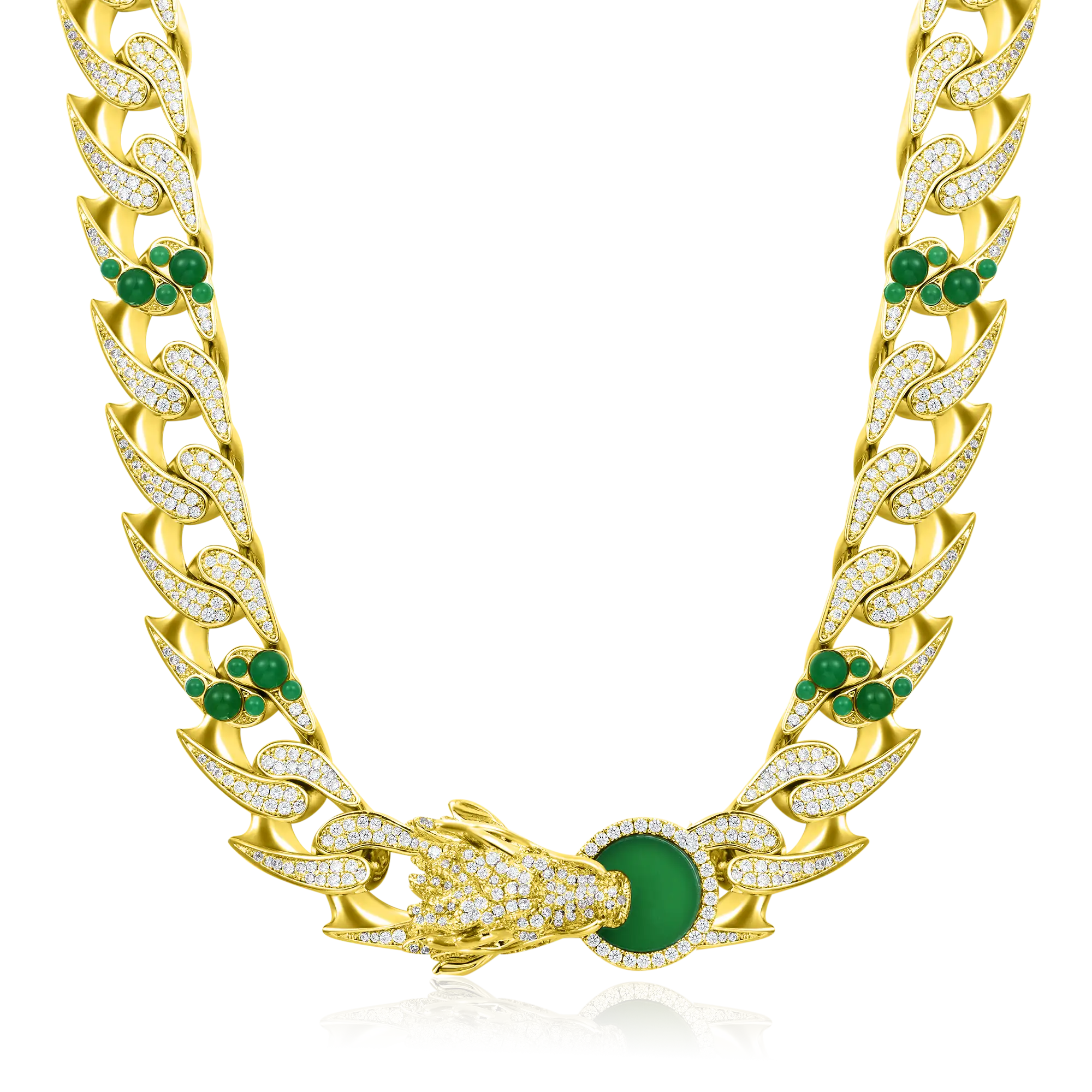 WONG Ⅱ Ridge Iced Jade Beads Cuban Necklace - 15mm - Image 5