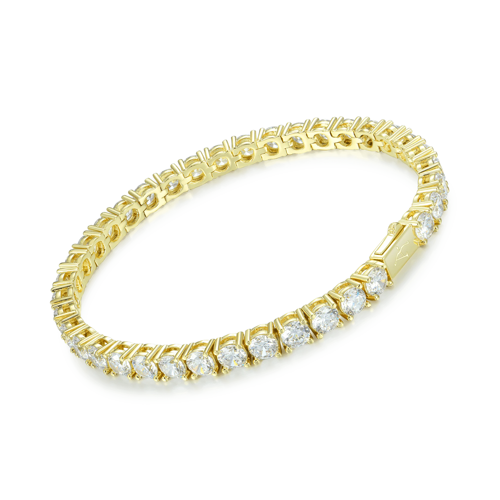 Yellow Gold Iced Tennis Bracelet - 5mm - Image 3
